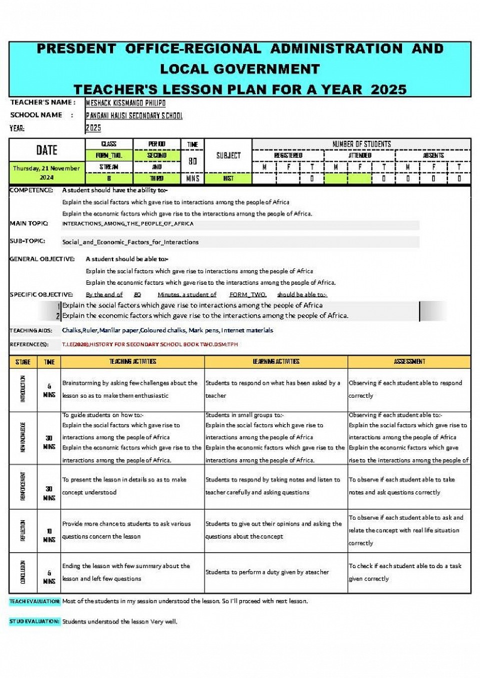 Beautiful lesson plan